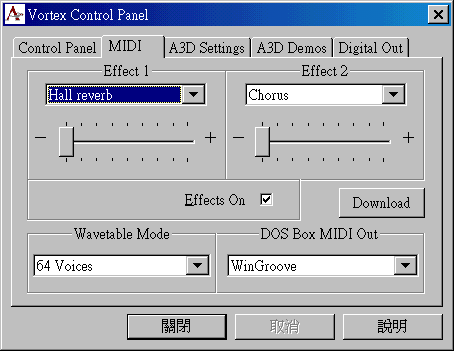 Vortex2 Control Panel - MIDI